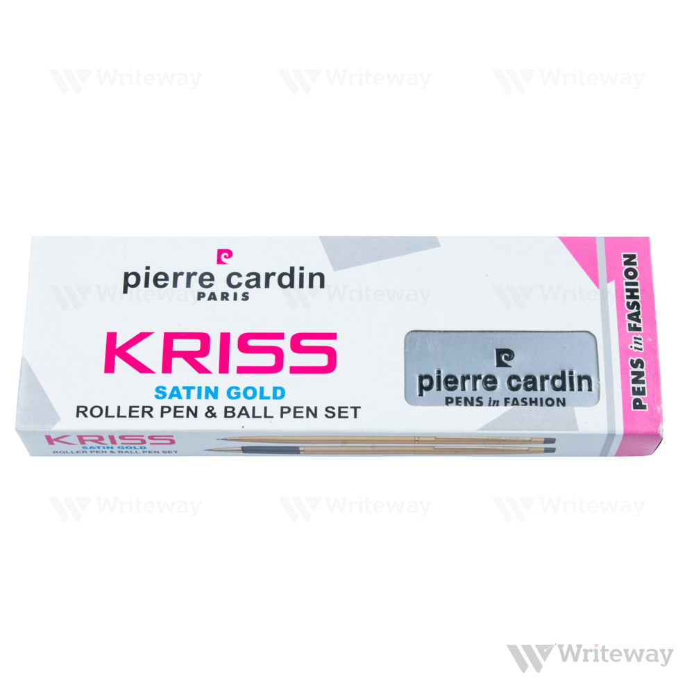 PIERRE CARDIN KRISS SATIN GOLD ROLLER PEN & BALL PEN SET